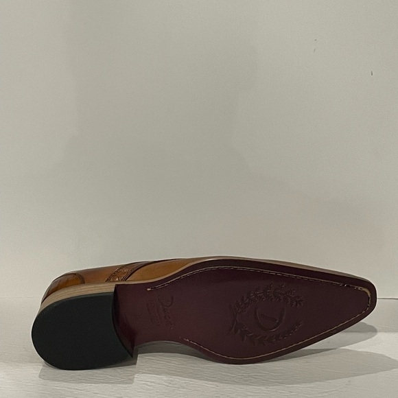 Duca shoes dress slip on cognac Atalian leather point toe gator print - Picture 5 of 5